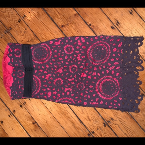 Unique Strapless Lace Overlay Dress - Picture 2 of 3